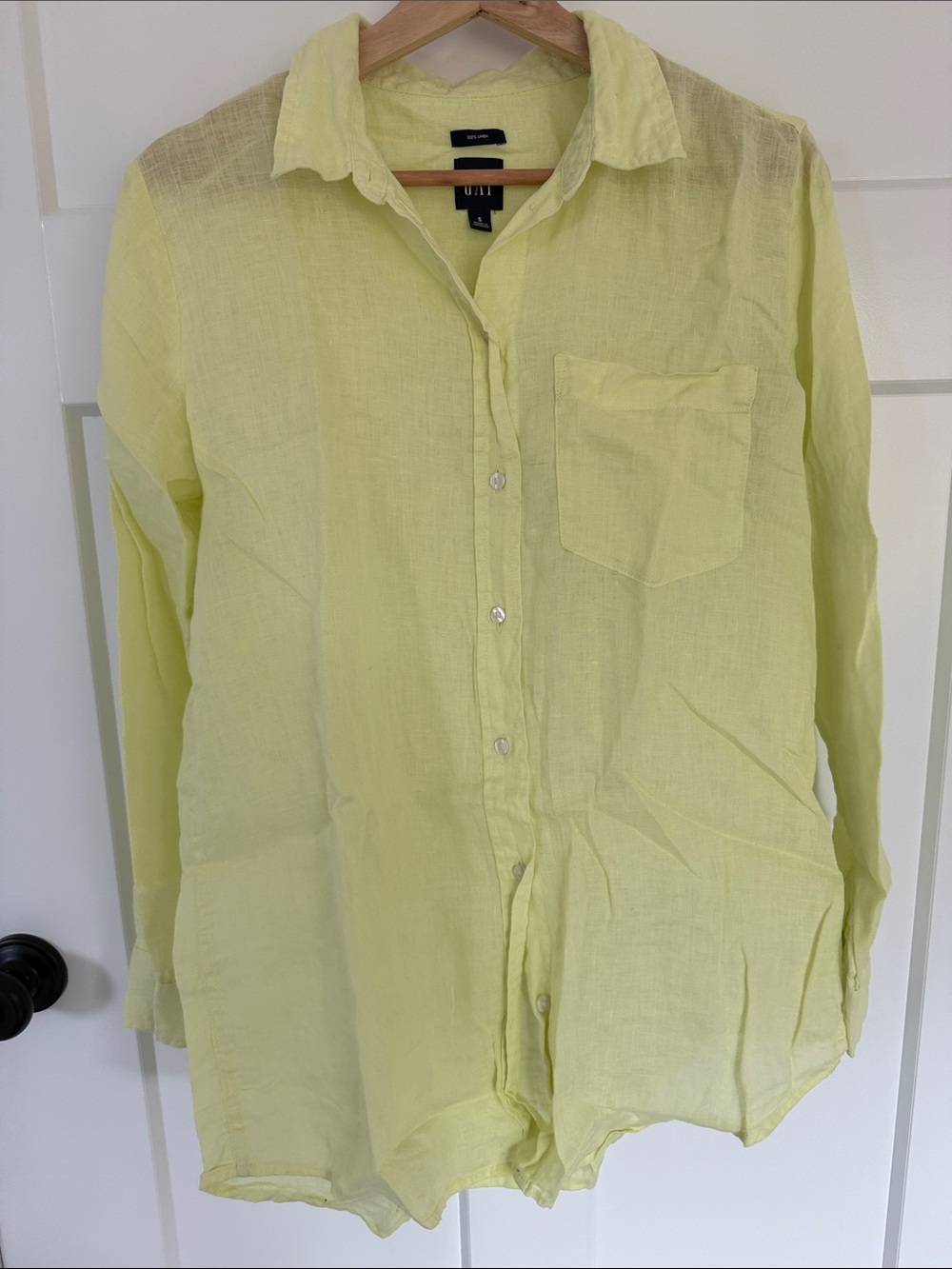 Gap Women’s Lightweight Linen Shirt - Pale Neon Yellow